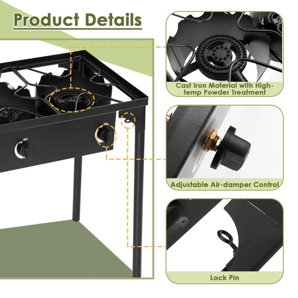 Cooking Grills, Outdoor Picnics Grills, 225 000-BTU Portable Propane 3 Burner Gas Cooker