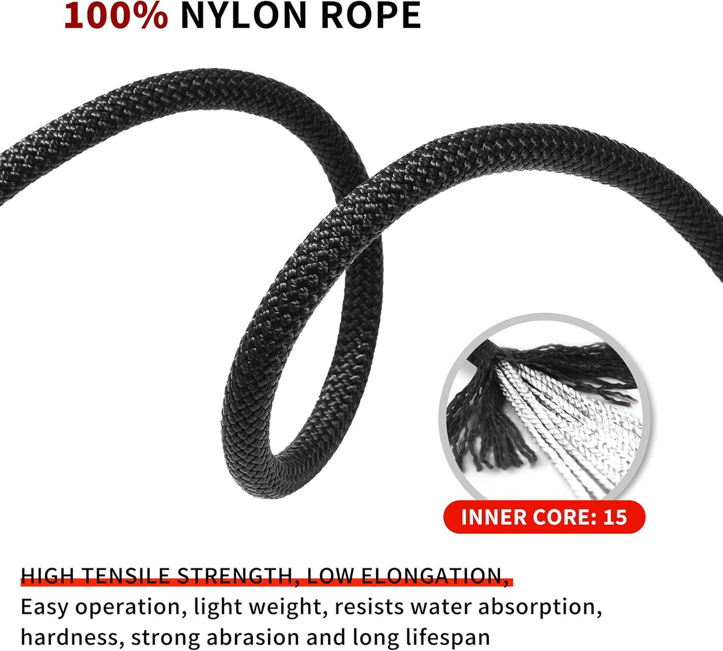 Static Climbing Rope Safety Nylon Kernmantle Rope for Outdoor Indoor Climbing Rope Rappelling Equipment Rope Survival Cord UIAA Certified