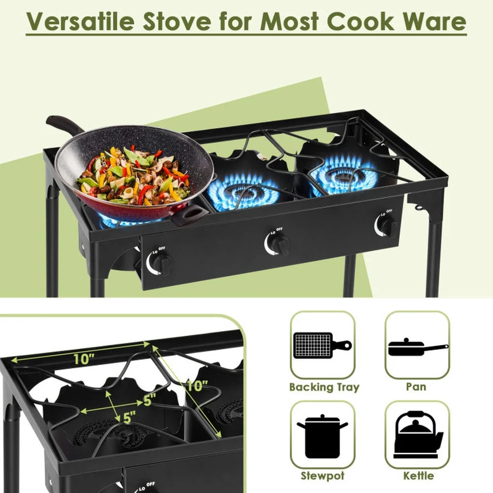 Cooking Grills, Outdoor Picnics Grills, 225 000-BTU Portable Propane 3 Burner Gas Cooker